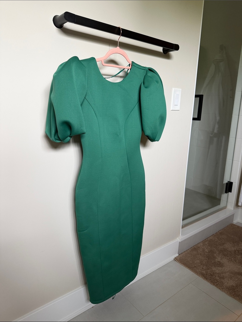 ASOS Emerald Green Puff-Sleeve Midi Dress